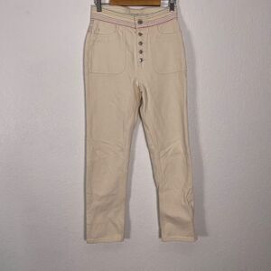 RE/Done x Blanca Cream High Waisted Button Fly Straight Leg Jeans